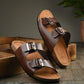 Mens Arizona Brown Leather Slippers